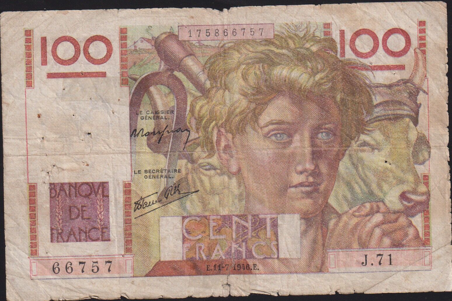 Fransa 100 Frank 11 Temmuz 1946 Haliyle