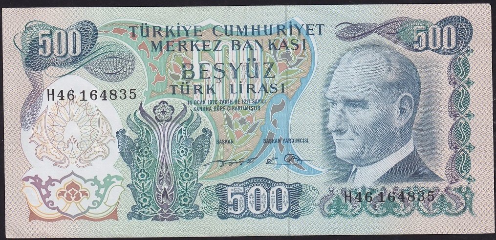 6.Emisyon 2.Tertip 500 Lira H46 164835 Çok Çok Temiz+