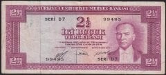 5.Emisyon 1.Tertip 2.5 Lira D7 99495 Çok Temiz