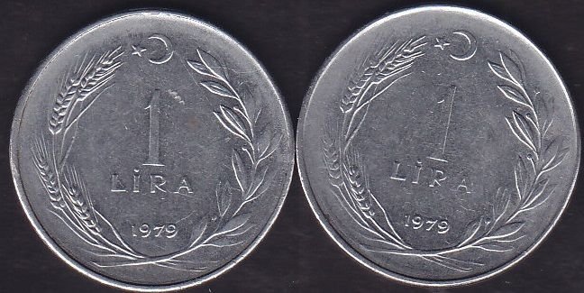 1979 Yılı 1 Lira (Ters Düz Takım)