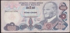 6.EMİSYON 2.TERTİP 1000 LİRA D83 537354 TEMİZ eski kağıt para satan yerler