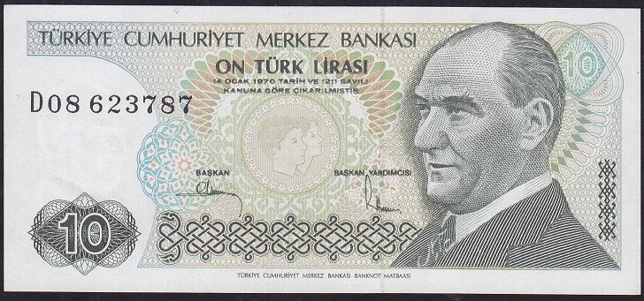 7.Emisyon 2.Tertip 10 Lira D08 623787 Çil