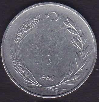 1966 Yılı 1 Lira Düz