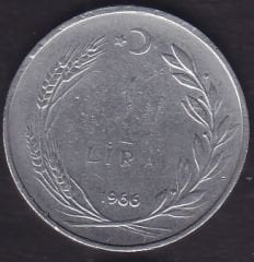 1966 Yılı 1 Lira Düz