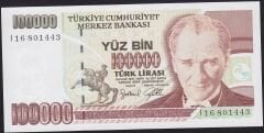 7.Emisyon 3.Tertip 100000 Lira I16 801443 Çil
