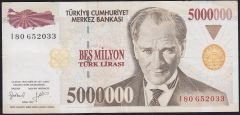 7.Emisyon 5 000 000 Lira I80 652033 Çok Temiz+