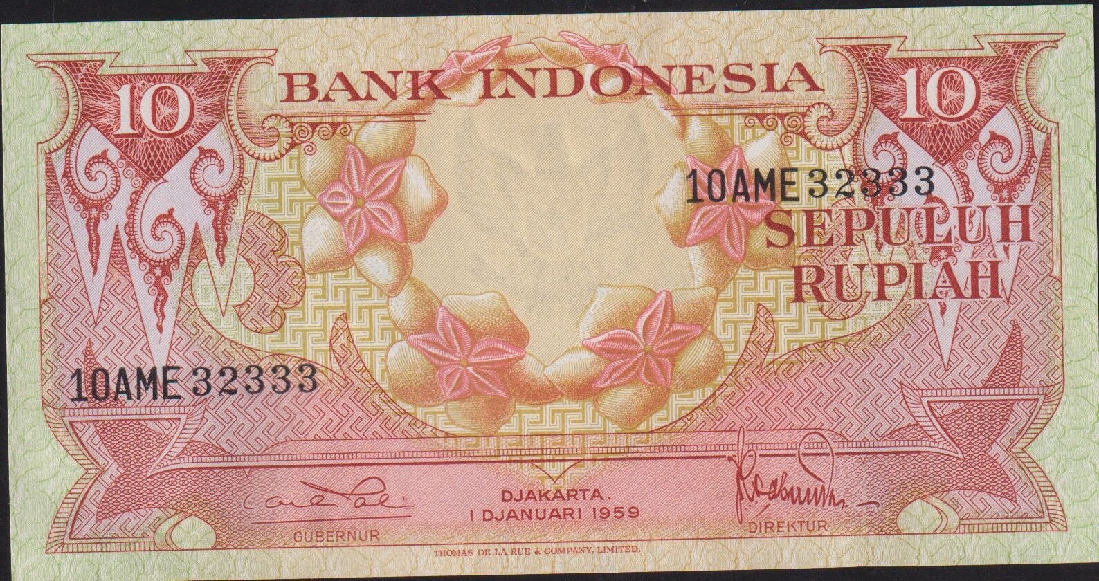 Endonezya 10 Rupiah 1959 Çil Pick 66 ( 32333 )
