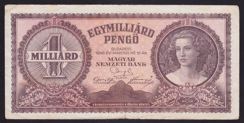 MACARİSTAN 1000000000 PENGO 1946 ÇOK TEMİZ +