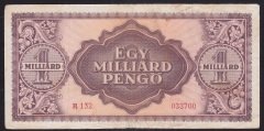 MACARİSTAN 1000000000 PENGO 1946 ÇOK TEMİZ +