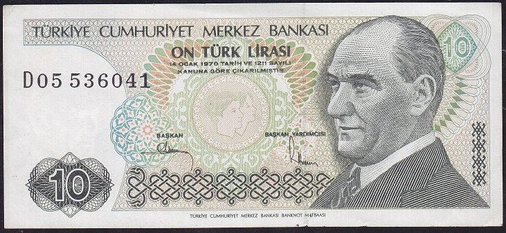 7.Emisyon 2.Tertip 10 Lira D05 536041 Ççt Çilaltı
