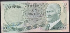 6.EMİSYON 2.TERTİP 10 LİRA J46 033182 ÇİLALTI eski para alan yerler