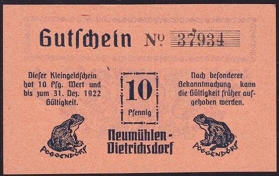 Almanya 10 Pfennig Notgeld 1922 Çil