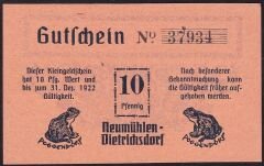 Almanya 10 Pfennig Notgeld 1922 Çil