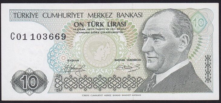 7.Emisyon 1.Tertip 10 Lira C01 103669 Çilaltı Çil