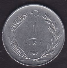 1967 Yılı 1 Lira Ters