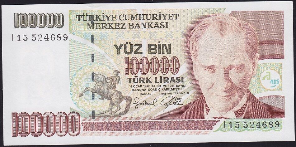 7.Emisyon 3.Tertip 100000 Lira I15 524689 Çilaltı