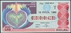 1985 19 Eylül Yarım Bilet - Y Serisi 000048 İlk Yüz