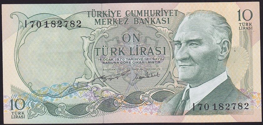 6.Emisyon 2.Tertip 10 Lira I70 182782 Ççt Çilaltı