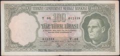 5.Emisyon 4.Tertip 100 Lira T08 012539 Çok Temiz ( Düzeltme var )