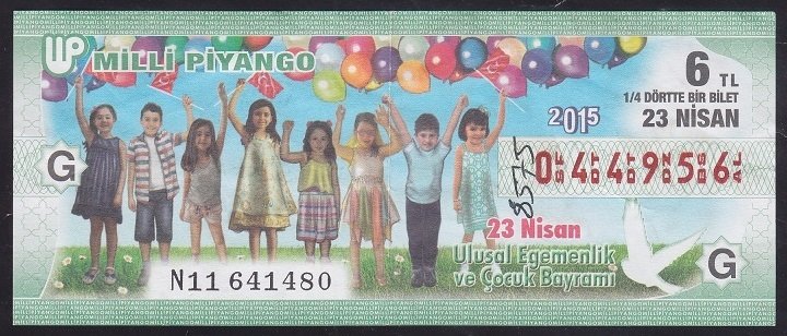 2015 23 NİSAN ÇEYREK BİLET - G SERİSİ