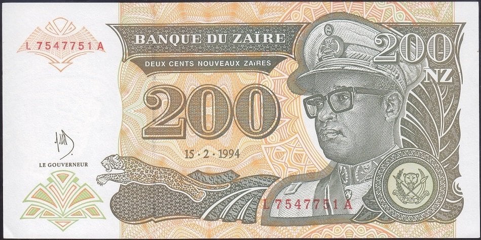Zaire 200 Nouveaux Zaires 1994 ÇİL Pick 61