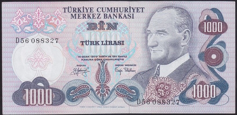 6.EMİSYON 2.TERTİP 1000 LİRA D56 088327 ÇİLALTI ÇİL