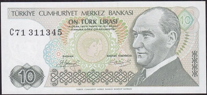 7.Emisyon 1.Tertip 10 Lira C71 311345 Çil