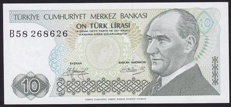 7.Emisyon 1.Tertip 10 Lira B58 268626 Çilaltı Çil