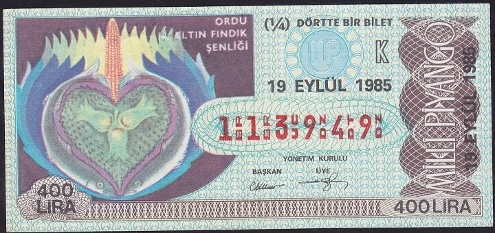 1985 19 Eylül Çeyrek Bilet - K Serisi