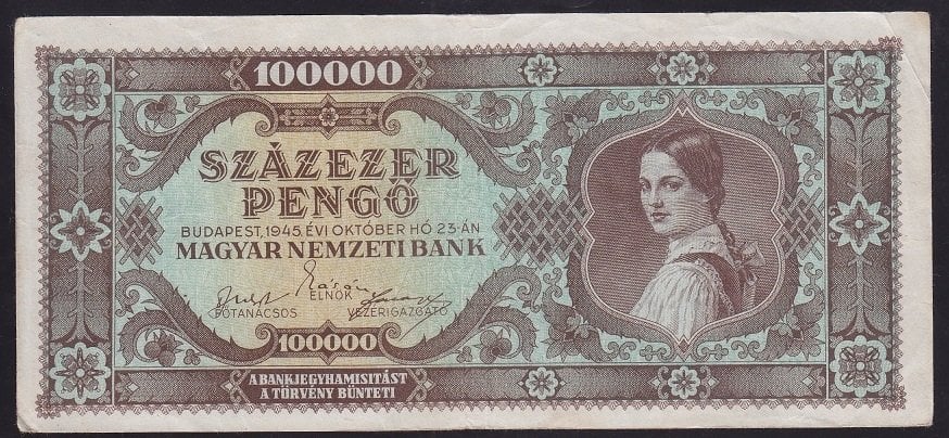 Macaristan 100000 Pengo 1945 ÇOK ÇOK TEMİZ Pick 121