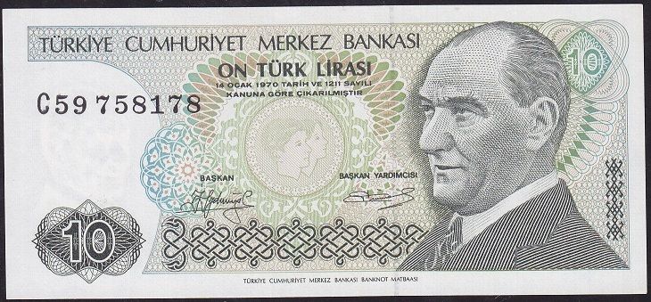 7.Emisyon 1.Tertip 10 Lira C59 758178 Çil