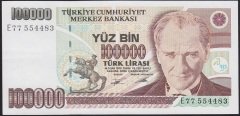7.EMİSYON 2.TERTİP 100000 LİRA E77 554483 ÇÇT ÇİLALTI