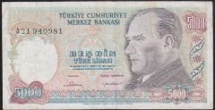 7.EMİSYON 1.TERTİP 5000 LİRA A21 940981 ÇOK TEMİZ +
