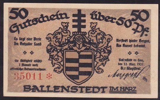 ALMANYA 50 PFENNİNG NOTGELD 1921 ÇİL