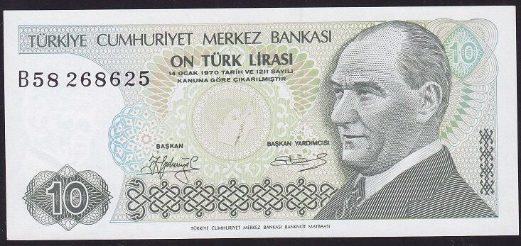 7.Emisyon 1.Tertip 10 Lira B58 268625 Çilaltı Çil