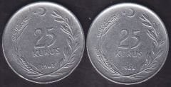 1963 Yılı 25 Kuruş Ters Düz Takım