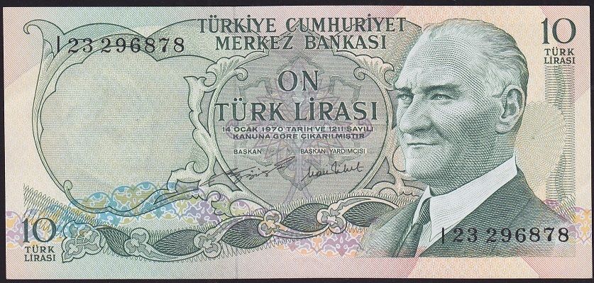 6.Emisyon 2.Tertip 10 Lira I23 296878 Çilaltı Çil