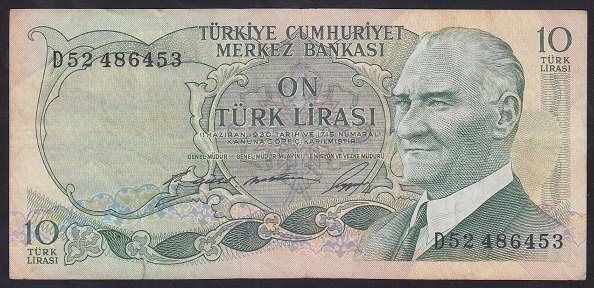 6.EMİSYON 1.TERTİP 10 LİRA D52 486453 ÇOK TEMİZ +