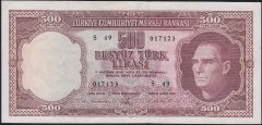 5.Emisyon 3.Tertip 500 Lira S49 017123 Çok Temiz+ ( kabartmalar çok güzel )
