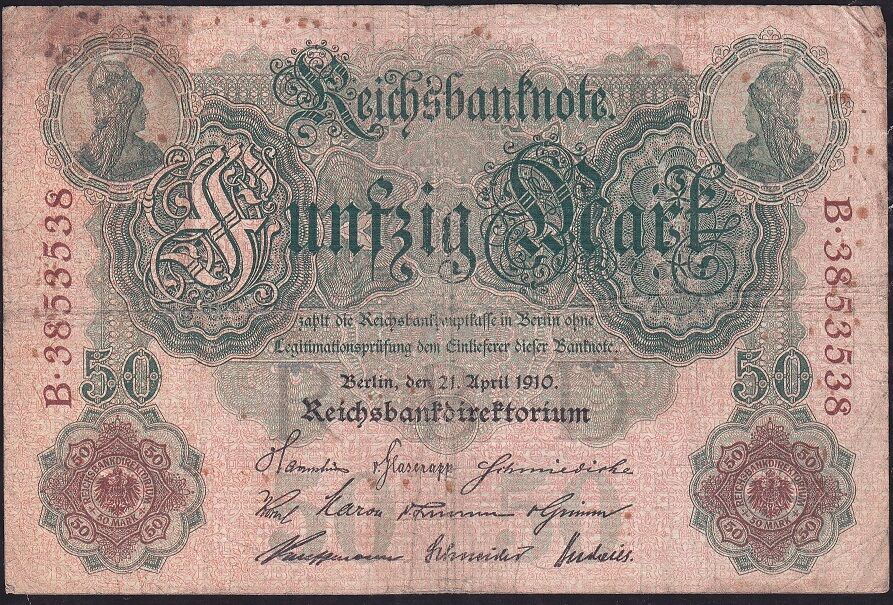 Almanya 50 Mark 1910 Temiz