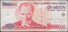 7.Emisyon 10 000 000 Lira A87 873027 Çok Temiz