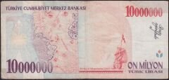 7.Emisyon 10 000 000 Lira A87 873027 Çok Temiz
