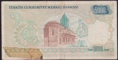 7.EMİSYON 1.TERTİP 5000 LİRA A22 390733 HALİYLE