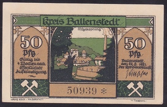 ALMANYA 50 PFENNİNG NOTGELD 1921 ÇİLALTI ÇİL