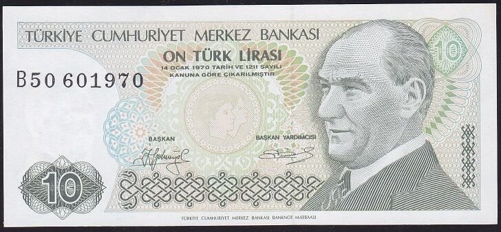 7.Emisyon 1.Tertip 10 Lira B50 601970 Çilaltı Çil