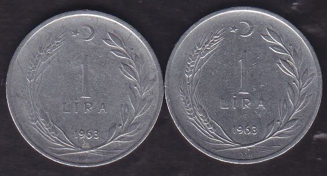 1963 Yılı 1 Lira (Ters Düz Takım)