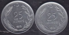 1973 Yılı 25 Kuruş (Ters Düz Takım)