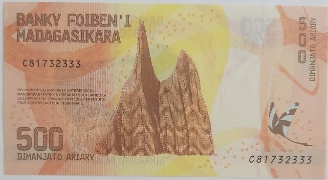 Madagaskar 500 Ariary 2017 Çil (333) Pick 99