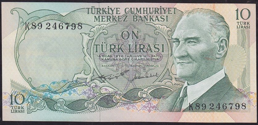 6.Emisyon 2.Tertip 10 Lira K89 246798 Çilaltı Çil