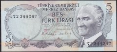 6.Emisyon 2.Tertip 5 Lira J72 344247 Çilaltı Çil